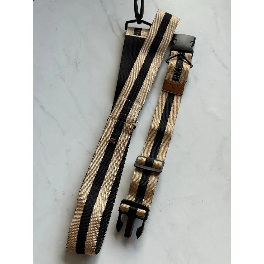 Saint Rue Matching Dog Collar & Leash Set Tan Black Stripe Adjustable